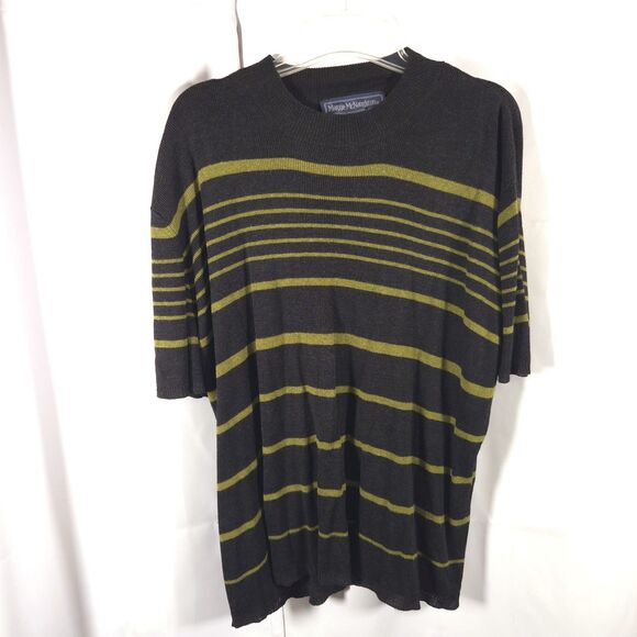 Maggie McNaughton Womens 2X Charcoal Gray Striped Mock Neck Pullover Sweater - Picture 1 of 6